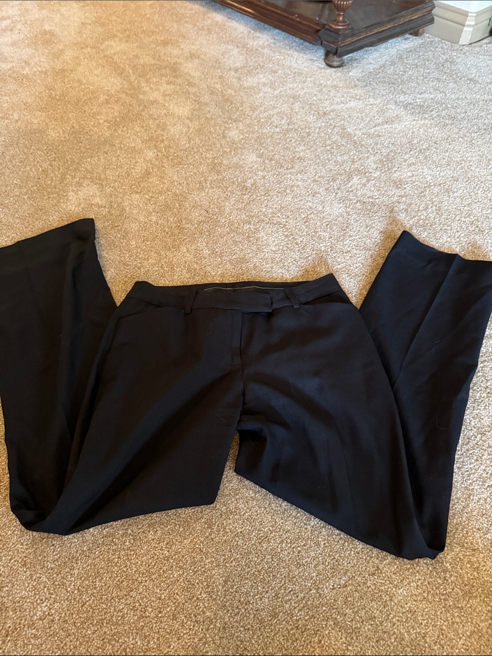 Anne Klein Black Subtle Same Color Chevron Pinstripe Womens Dress Trousers Sz 2